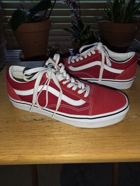 Vans Red and White Sneakers